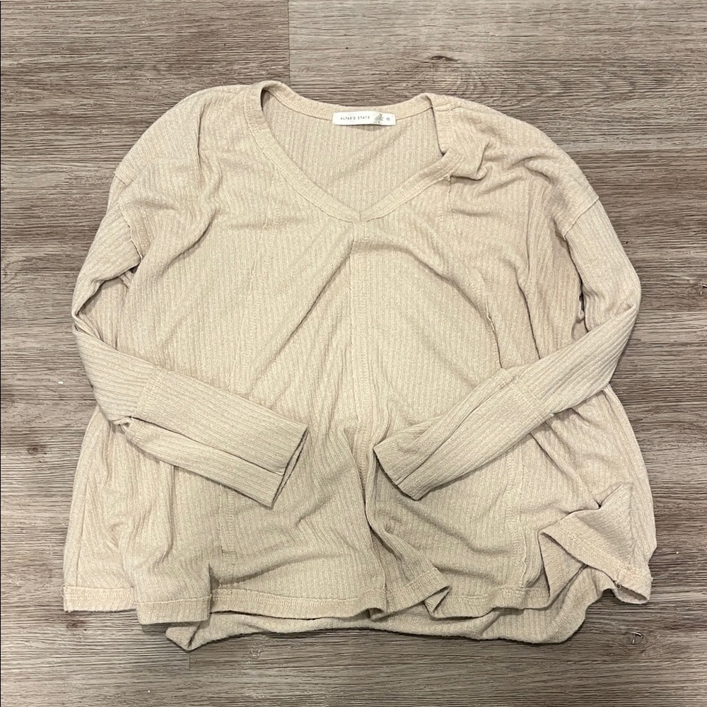 Beige V-Neck Top